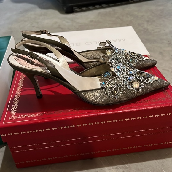 ✨RENE CAOVILLA✨ Veneziana 75 Crystal Lace Slingback Pumps - Brand New - Picture 8 of 14